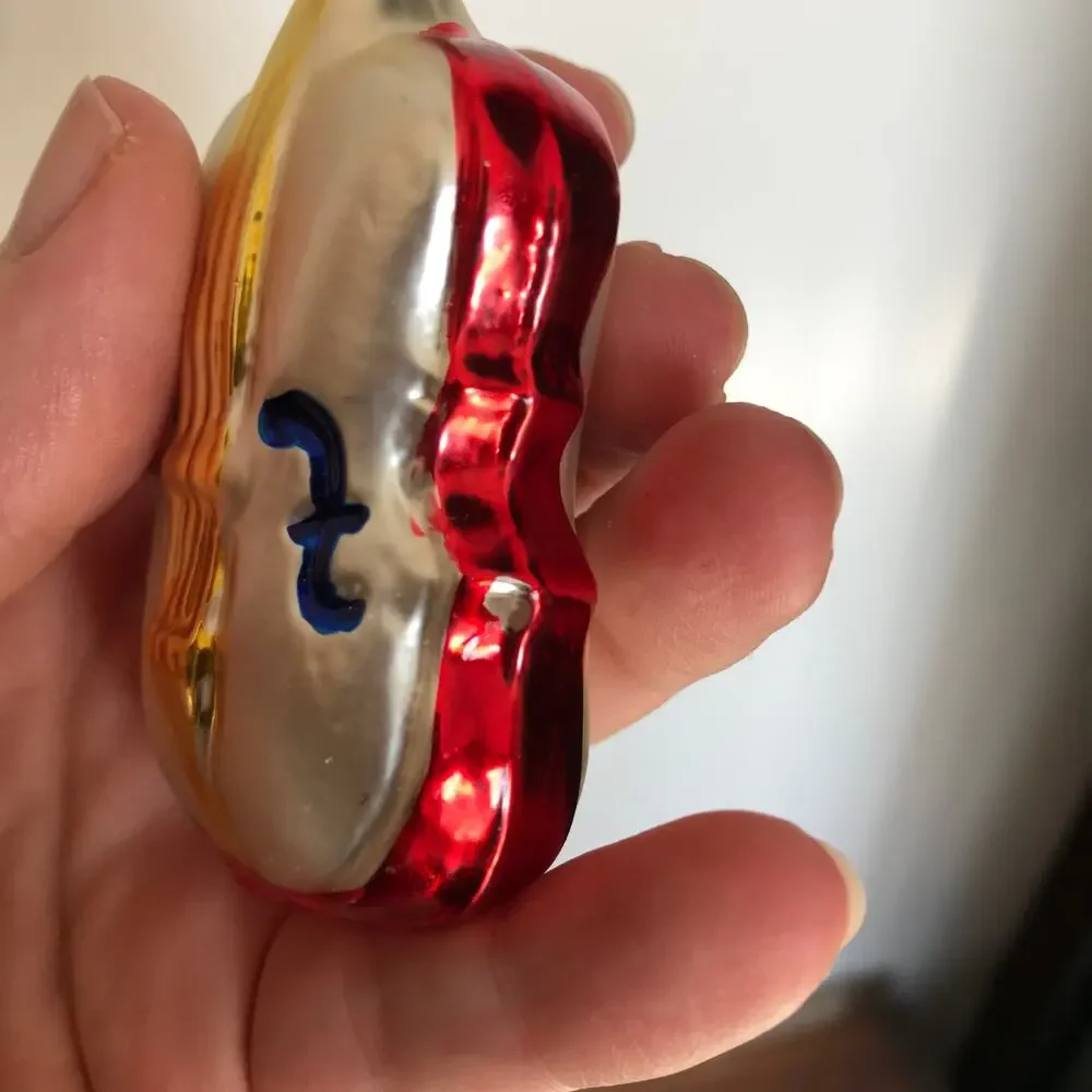 Hand-Made Glass Violin Instrument Christmas Ornament, Made in Germany